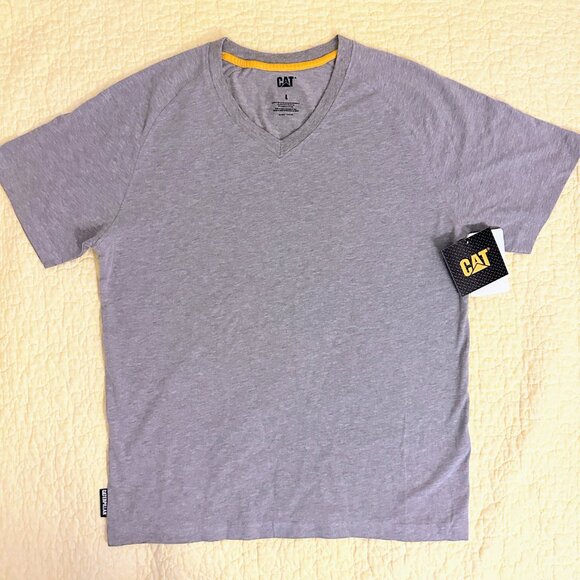 CATERPILLAR Official Men's Heather Grey Short Sleeve Tee Size Large NWT - Picture 2 of 5